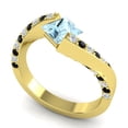 thumbnail image 2 of 1.25 Ct Stunning Princess Cut Aquamarine & Black Onyx Gemstone Engagement Ring for Women Solid 14K Yellow Gold Size 3.5 by Diamond-Capitals, 2 of 8