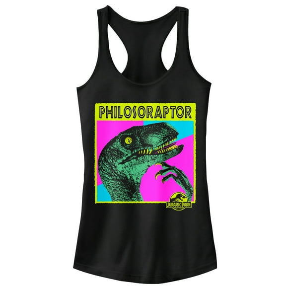 Junior's Jurassic Park Philosoraptor  Racerback Tank Top Black X Large