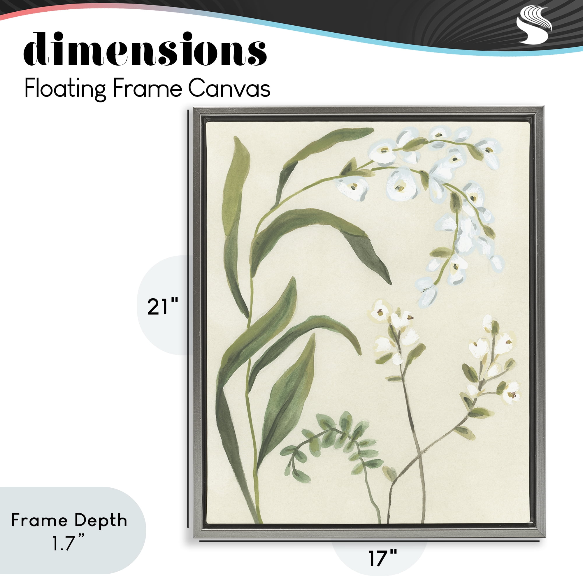 Stupell Industries Soft Snowdrop Stems Gray Framed Floater Canvas Wall Art, design by June Erica Vess