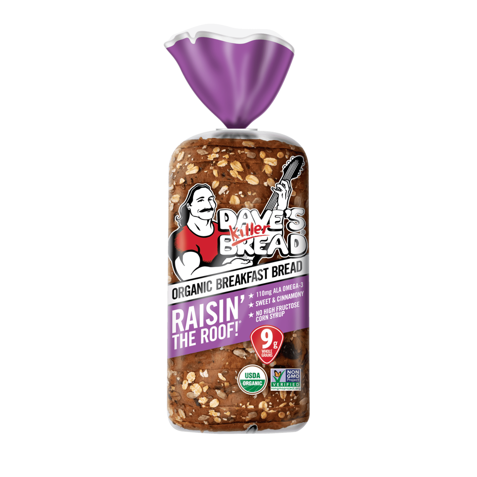 Dave's Killer Bread Raisin' The Roof! Organic Breakfast Bread, Cinnamon Raisin Loaf, 18 Oz