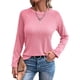 thumbnail image 3 of Camisetas de Larga para Mujer, Ropa de Moda de Otoño, Tops Modernos, Camiseta Básica de Punto con Cuello Redondo Rosa S, 3 of 10