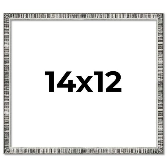 14x12 Frame Silver Grey Distressed Solid Wood Picture Frame | 0.75 Inch Moulding Width | Interior