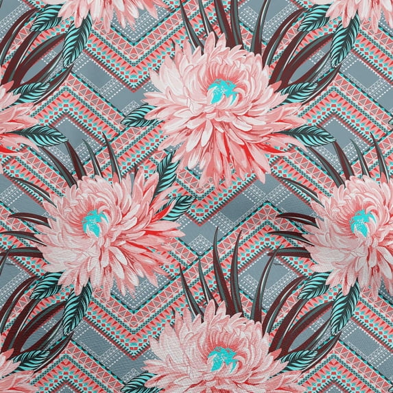 oneOone Cotton Poplin Grayish Blue Fabric Florals Sewing Fabric By The Yard Printed Diy Clothing Sewing Supplies 42 Inch Wide