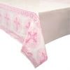 Plastic Radiant Cross Religious Table Cover, 84 x 54 in, Pink, 1ct