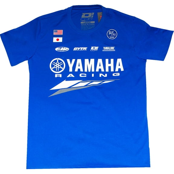 D'Cor Visuals Yamaha Factory Mens Short Sleeve T-Shirt Blue MD