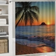 thumbnail image 6 of Orinice  Hawaiian Shower Curtain, Pacific Sunrise at Lanikai Beach Hawaii Wavy Ocean Surface Colorful Sky Scene, Cloth Fabric Bathroom Decor Set with Hooks,  60x72, 6 of 7