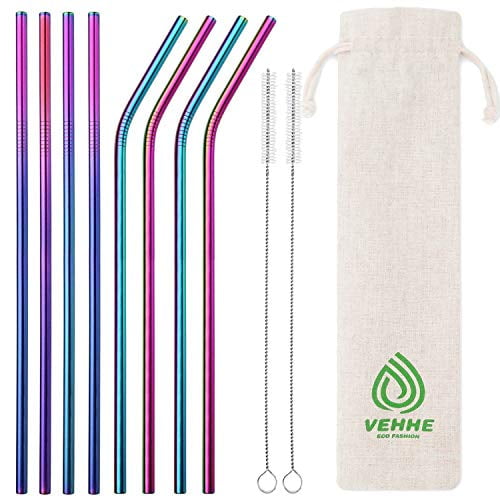 Set of 10 Stainless Steel Straws HuaQi Straight Reusable Drinking Straws 10.5'' 
