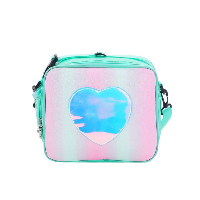 SUNSIOM Sac à Lunch, Boîte à Lunch Coeur Holographique avec Sangle Réglable