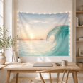thumbnail image 4 of Curling Barrel Wave in a Golden Sunrise with Distant Mountains, Dramatic Coastal for Ocean Lovers, Nature Wall Art Decor, Housewarming Gift, Tapestry Wall Hanging for Bedroom and Dorm, 4 of 6