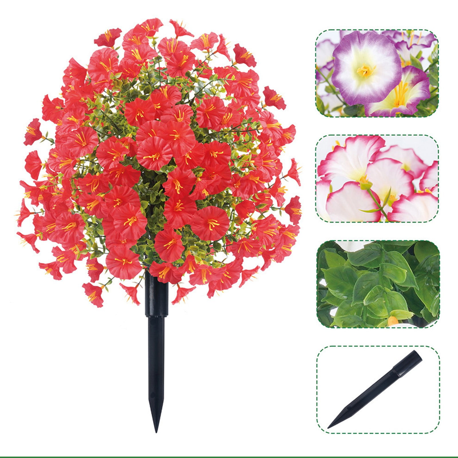 Artificial Flowers with Ground Spikes,Garden Stake Artificial Plants Faux Greenery Shrubs Garden Accessories for Farmhouse Outdoor Outside Garden Porch Patio Wedding Party Decoration