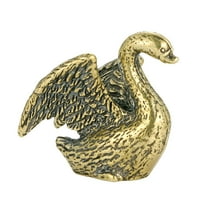 LEORX Golden Brass Swan Statue Creative Desktop Animal Decoration with Stable Flat Bottom