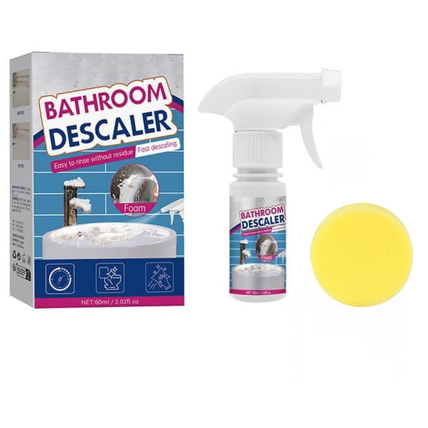 Spray Limpiador para Baños, Removedor de Manchas Potente, Desincrustante, Limpiador de Suciedad con Paños, 60ml para Lavamanos, Azulejos, Bañeras y Grifos.