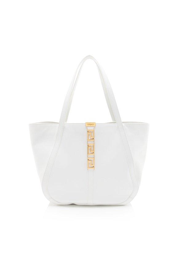 Pre-Owned Versace Leather Grecca Goddess Large Tote