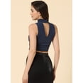 thumbnail image 4 of Disfraz de navidad Camiseta sin mangas con cuello alto y purpurina para mujer Azul Oscuro XL, 4 of 6