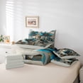 thumbnail image 6 of Manfei Retro Turqoise Flower Bedding Comforter Set 7 Pieces for Girls, Watercolor Floral, Gray Ombre Queen Sheet Sets, Microfiber Bedroom Decor, 6 of 8