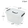thumbnail image 2 of Jekiyo 12 Quart Clear Storage Box with Handle, Plastic Lidded Storage Bins, 6-Pack, 2 of 7
