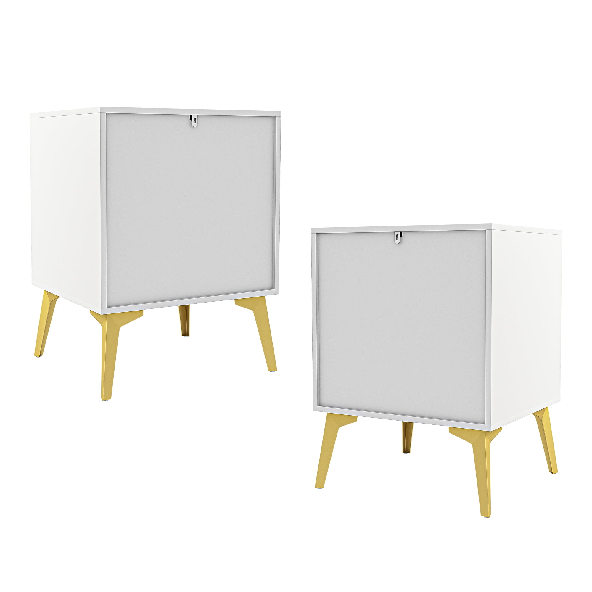 Finihen Carved Nightstand Set of 2, End Table with 2 Drawers, Dual Night Stand with Metal Legs, 21" Tall for Bedroom Living Room, White Finihen Carved Nightstand Set of 2, End Table with 2 Drawers, Dual Night Stand with Metal Legs, 21" Tall for Bedroom Living Room, White