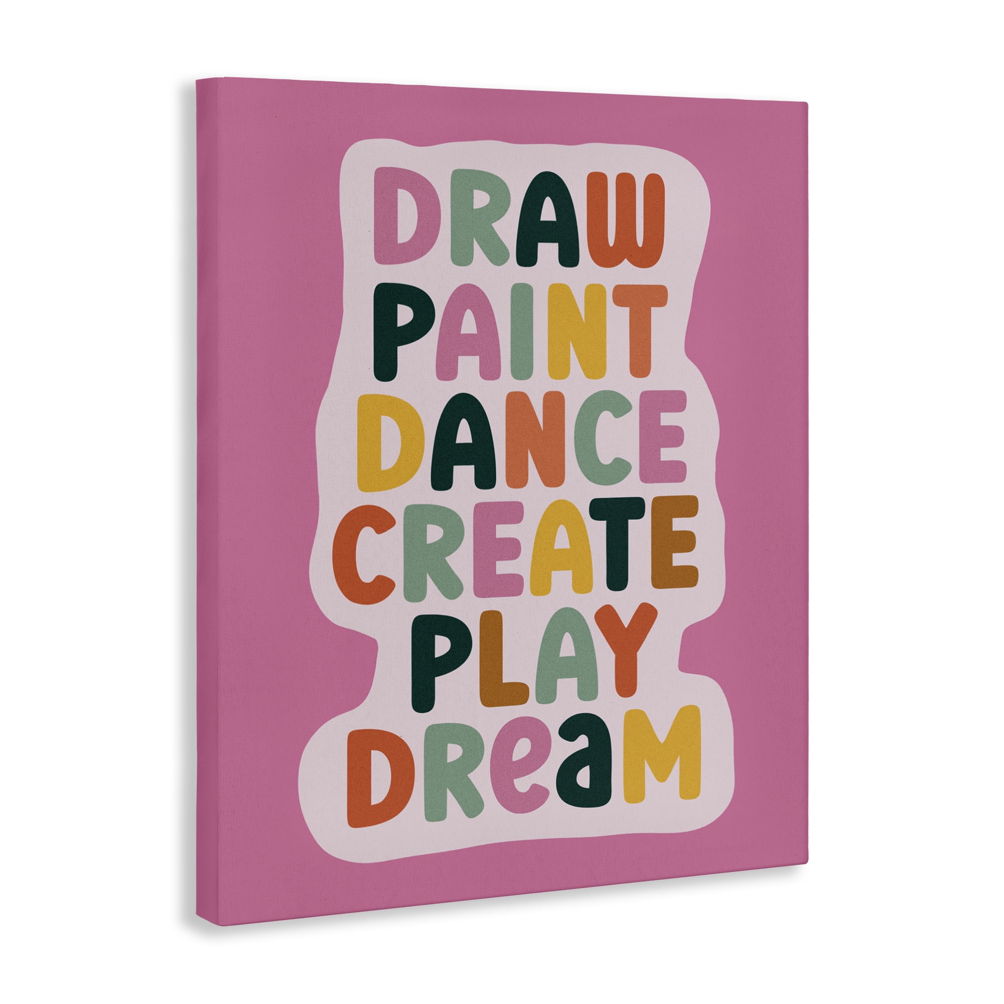 Draw Paint Dance Create Canvas Wall Art, design by Julia Frost