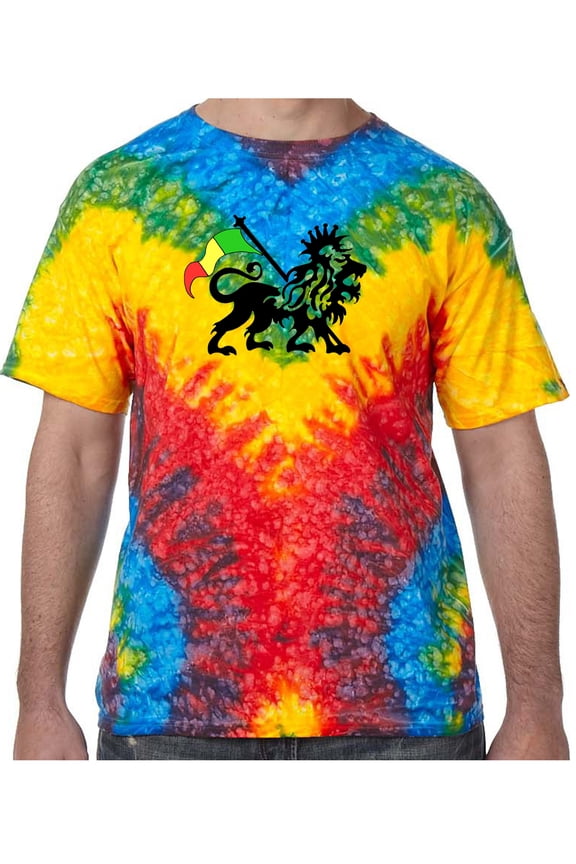 Rasta Lion Symbol Tie Dye Tee Shirt - Woodstock, Small Kids (6-8)