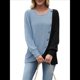 thumbnail image 2 of Suéteres de Punto para Mujer, Otoño Invierno, Informales, de Larga, Cuello Redondo, Acanalados, con Botones y Bloques de Color Azul L, 2 of 8