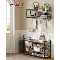 Hall Tree with Shoe Bench, Coat Rack Shoe Bench Set, Entryway Furniture, Multifunctional, 12 Metal Hooks, 4-Tier Shoe Rack, for Entryway, Bedroom