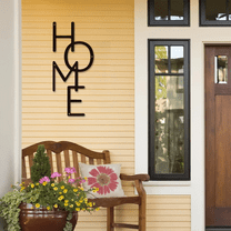 Minimalist Black Metal 'HOME' Wall Art – Modern Vertical Farmhouse Sign for Living Room, Bedroom, Entryway | Rustic Industria Housewarming Wedding Present | Unique Wall Hanging for Halloween Decor