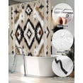 thumbnail image 5 of Split Shower Curtain for Transfer Bench, Black Brown Boho Fabric Shower Curtains for Bathroom, Southwestern Geometric Ethnic Retro Tub Sliding Transfer Bench Waterproof Bath Curtains 72"x72", 5 of 9