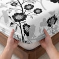 thumbnail image 3 of King Size Fitted Sheet Set - Vintage Flowers 3 Piece Bedding Sets 16" Deep Pocket Fitted Sheet with 2 Pillowcases, Black White Farmhouse Floral Plants Brushed Microfiber Hotel Luxury Bed Sheets, 3 of 9