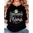 thumbnail image 1 of Women's Chihuahua Mama Graphic T-Shirt - Retro Minimalist Design, Black with White Print, Casual Comfort Fit, Short Sleeve Crew Neck, Knit Fabric, Machine Washable, Casual Wear | Casual Crew Neck | G, 1 of 7