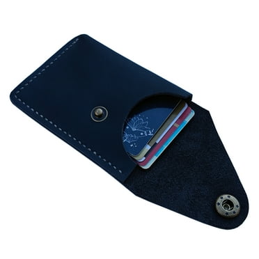 Slim Leather Business Card Holder, Minimalist Credit Card Wallet for Men and Women black