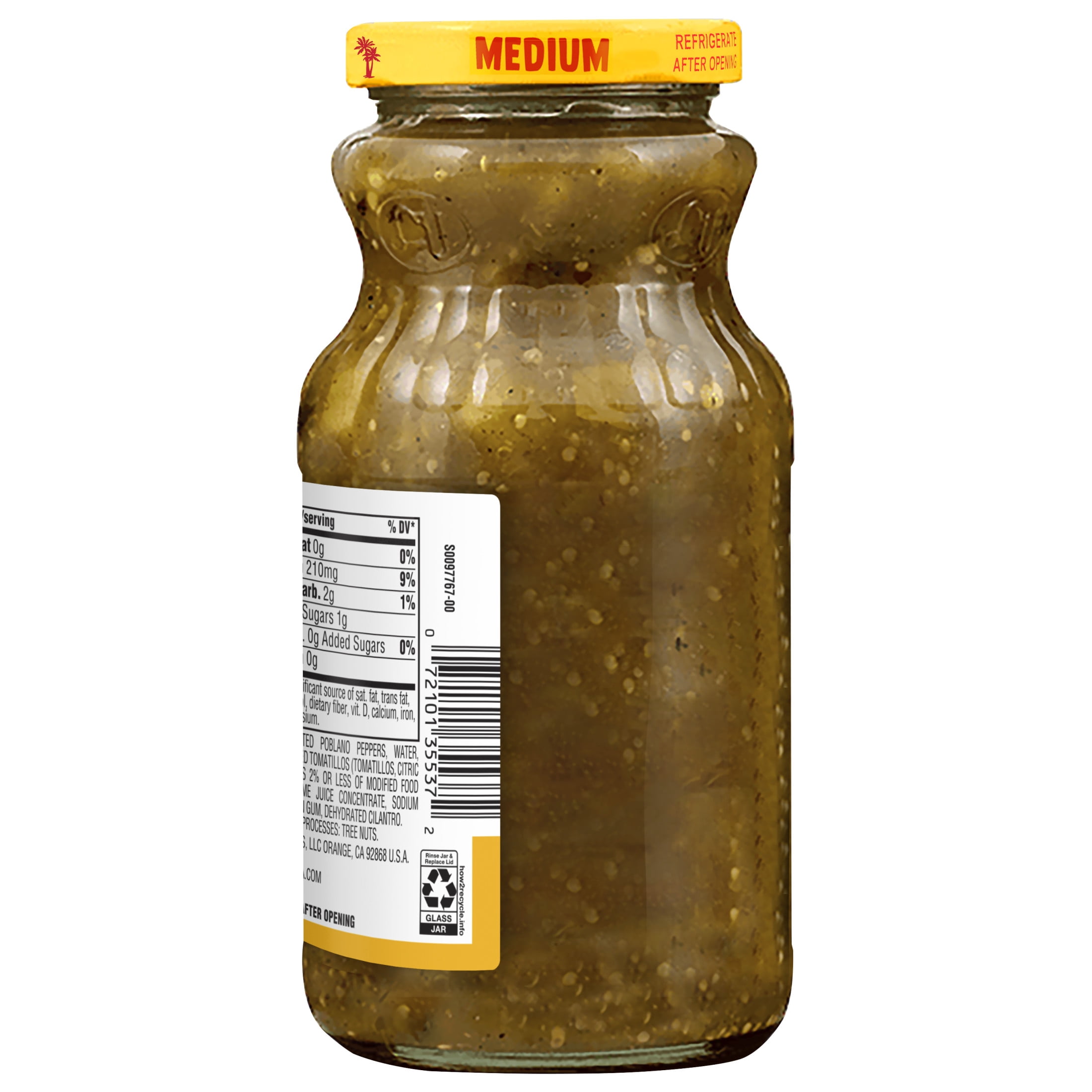 LA VICTORIA Salsa Verde Fire Roasted, Medium, Shelf Stable, 15.5 oz Glass Jar