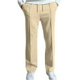 thumbnail image 1 of AherBiu Men's Casual Pants Drawstring Elastic Waisted Pleated Front Straight Legs Pants with Pockets Athletic Loose Pants, 1 of 2