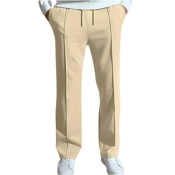 Pantalones largos de sarga para hombre, con cordón ajustable, cintura elástica, holgados, para correr, informales, de poliéster