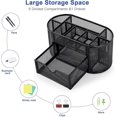 thumbnail image 2 of Desk Organiser, Mesh Desk Tidy & Pen Holder with 8 Compartments and 1 Drawer, Stationery Organisers, 2 of 4