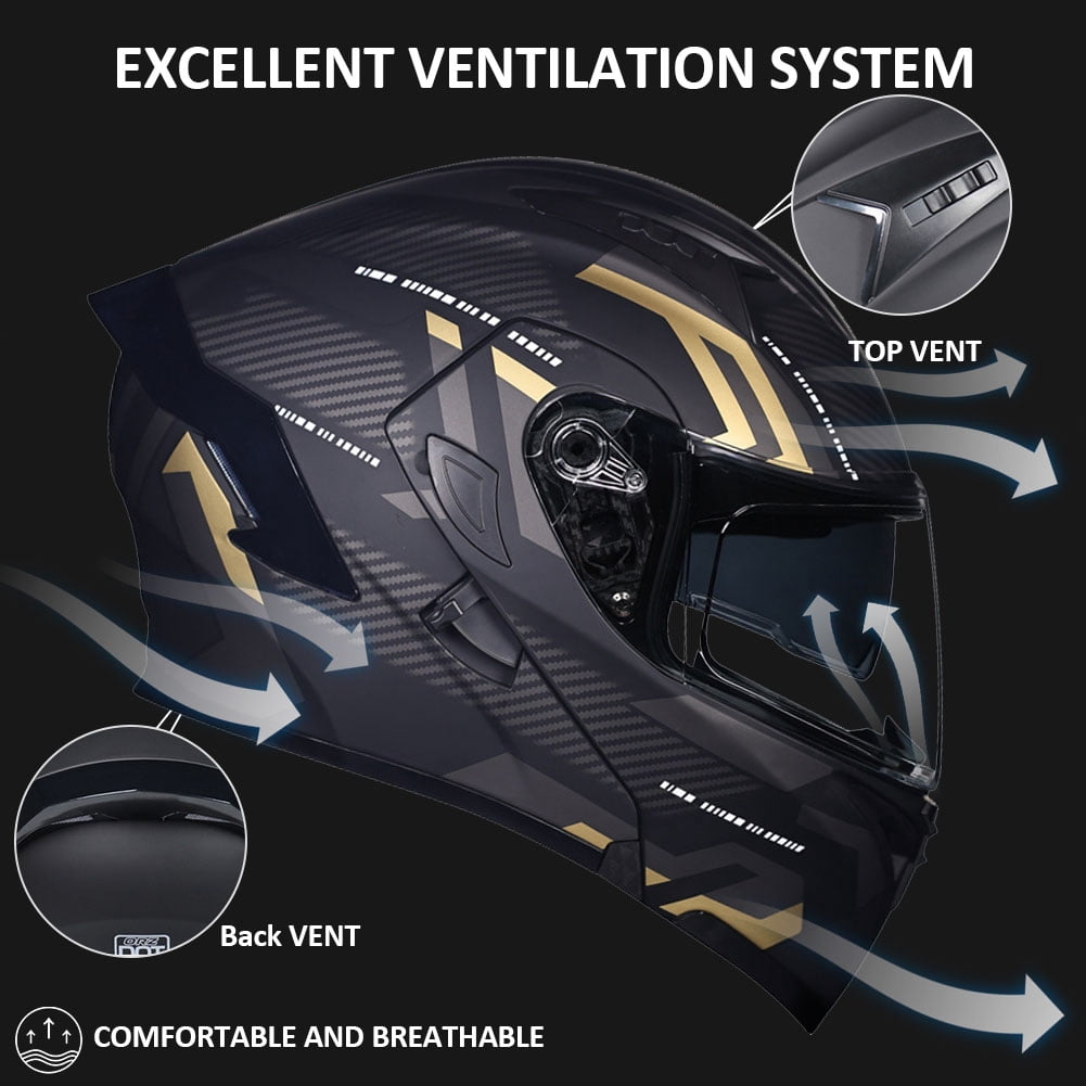 Bluetooth Motorcycle Helmet, Motorbike Helmets Mens Women Motorcycle Helmets Anti-fog Dual Visors Modular Full Face Flip up Front Motorbike Helmets, ECE DOT Approved Modular Helmet