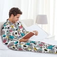 thumbnail image 6 of Fotbe Turtle Pattern Long Sleeve Pajama Set for Men,Sleepwear Set,2-piece Loungewear Set,Soft PJs Comfy Nightwear with Pockets-, 6 of 7