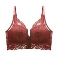 thumbnail image 1 of Aayomet Bralettes for Women Lace Front Button Thin Style Gathering and Closing Breast Bra (Red, 32), 1 of 4