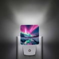 Pink Purple Aurora Plug-in LED Night Lights Lake Snow Auto Dusk-to-Dawn ...