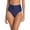 Navy Blue, variant on Women's High Cut Cheeky High Waisted Bikini Bottoms Tummy Control Swim Bottom Full Coverage Underwear Panties Black Swimsuit Bathing Suit Bottom Size Small