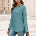thumbnail image 2 of Towmus Womens Long Sleeve Shirts Loose Fit Crew Neck Trend Fall and Winter Clothes Going Out Basics Tees, 2 of 6