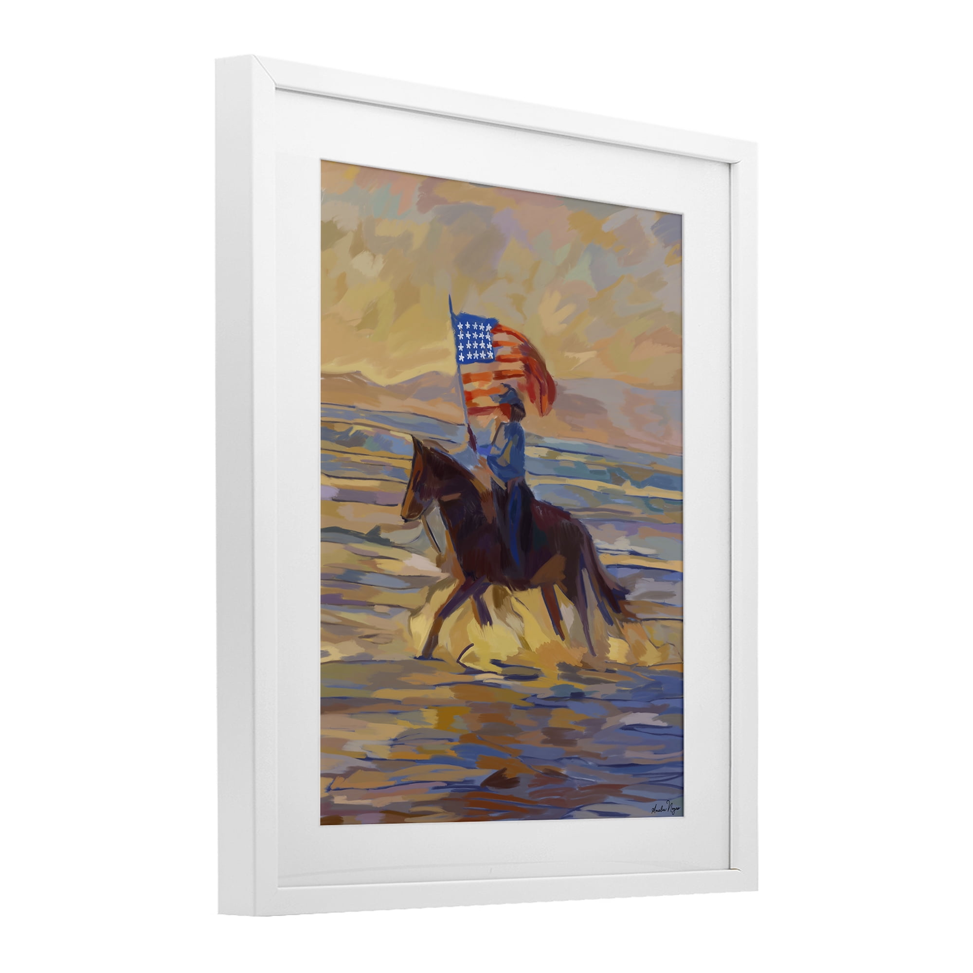 Stupell Industries American Cowgirl Abstraction White Framed Print Under Glass, design by Amelia Noyes