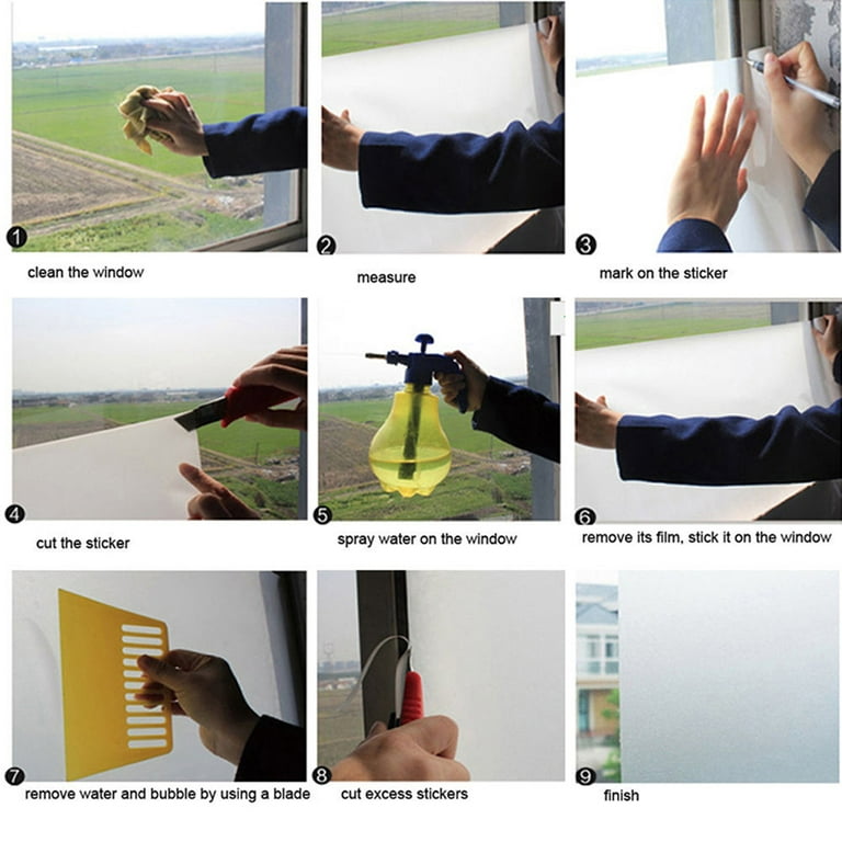 Finnez Window Film Decorative Privacy Film 3D No Glue Holographic Glass Sticker for Glass Door Home House Ofiice Heat Control Anti UV 17.5 x 157.4