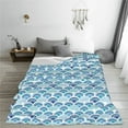 thumbnail image 5 of Pofeuu Blue Fish Scale Texture Print Ultra-Soft Micro Fleece Blanket,for Bed Or Sofa,All Season Throw Blankets Flannel Blanket-40"x30", 5 of 7