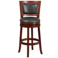thumbnail image 2 of 30'' High Dark Cherry Wood Barstool with Open Panel Back and Walnut Leather Swivel Seat, 2 of 5