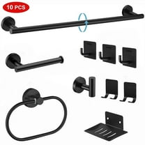 Onekawa 10-Piece Bathroom Hardware Set Matte Black – Wall Mounted Bathroom Accessories Kit Including 15.74" Towel Bar, Toilet Paper Holder, Towel Ring, Robe Hook, Stainless Steel Bathroom Towel Rack
