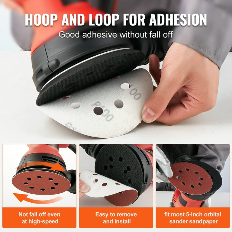 150-Piece Sanding Discs Set – 5 Inch Hook & Loop, 8 Holes, 10 Grits From 40 To 800 | For Random Orbital Sander On Wood, Metal & More