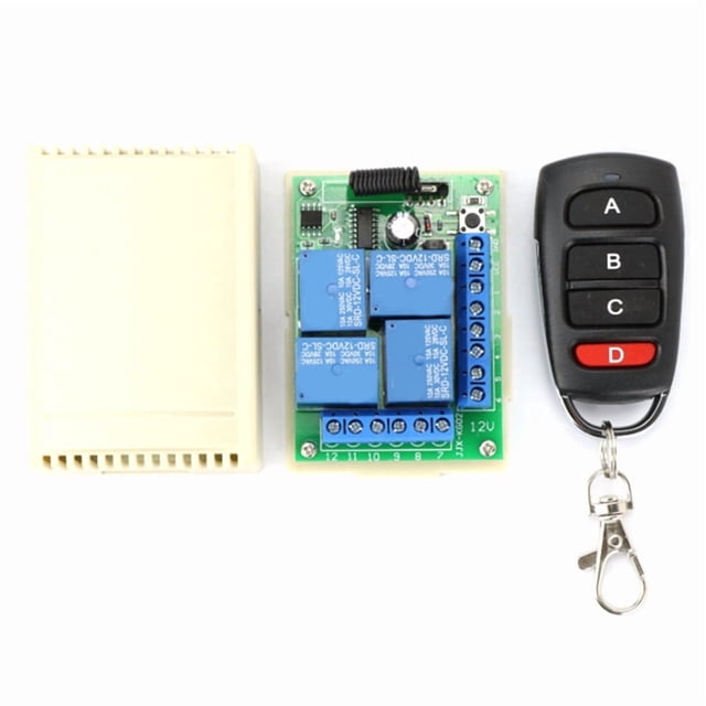 Control Remoto Inalámbrico de 433 MHz, 12 V CC, 10 A, 4 Canales, Receptor y Transmisor de Relé para Garaje, Puerta, Motor, Cortina y LED.
