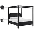 thumbnail image 4 of Bowery Hill Contemporary Black Velvet Upholstered Full Canopy Bed, 4 of 11