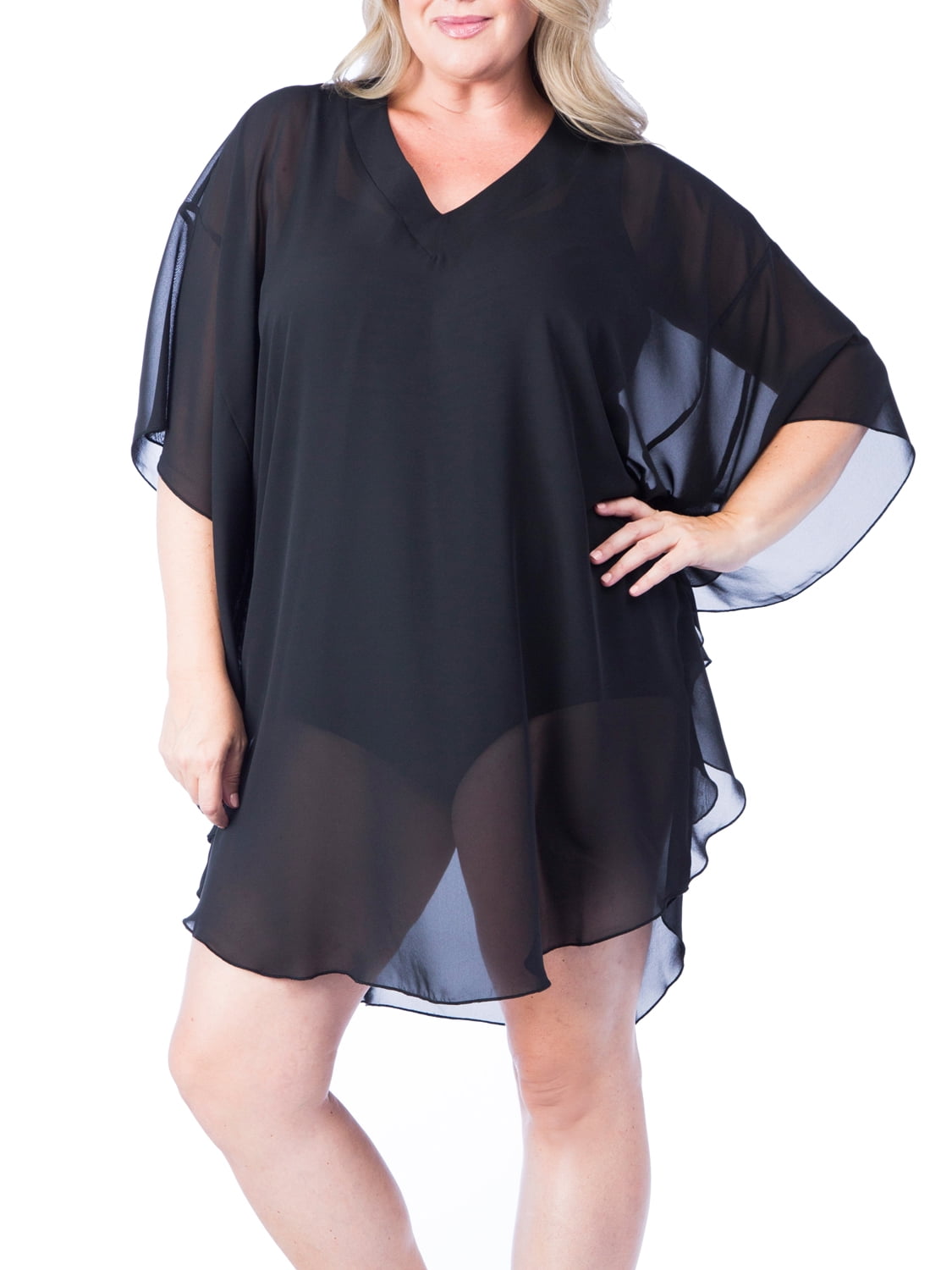 Maxine Maxine Black Sheer Plus Size CoverUp Size 1X (Size 16W18W