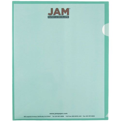 JAM Paper Plastic Sleeves, 9 x 11 1/2, Green, 12 per Pack